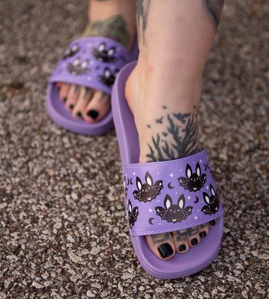 Purple Bat Slides Womens Sizes 6 - 11