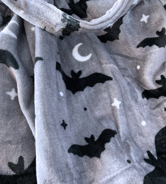 Gray Bats Fluffy Robe - Sizes S to 3X