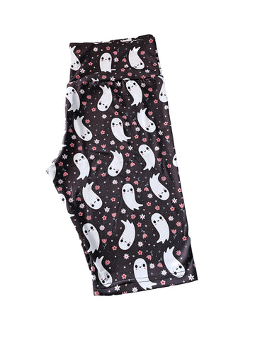 Floral Ghost Short Leggings - Sizes S to 3X