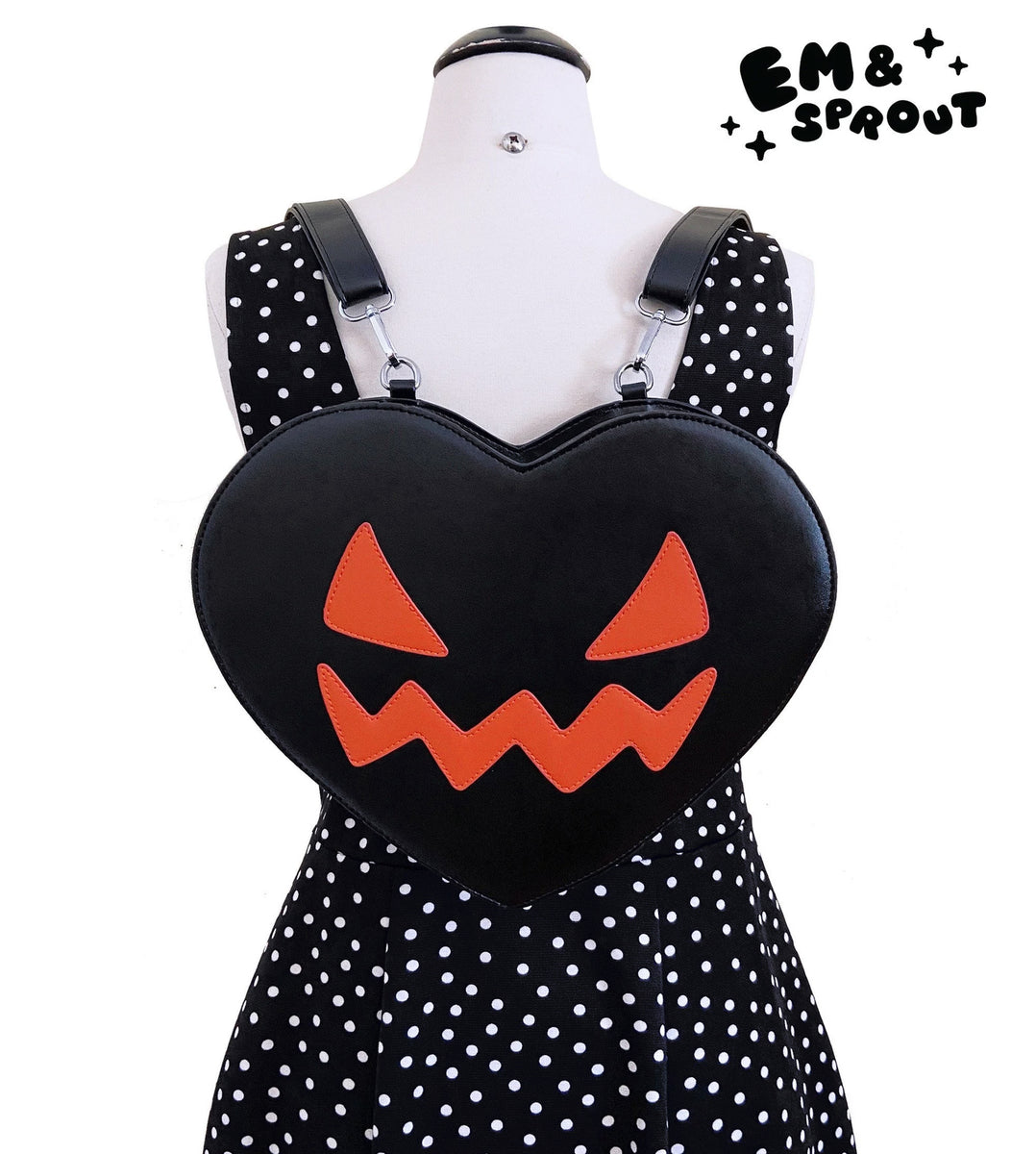 Em & Sprout  Pumpkin Face Heart backpack purse Em&Sprout Orange Pumpkin Heart Bag | Mercari main image 4