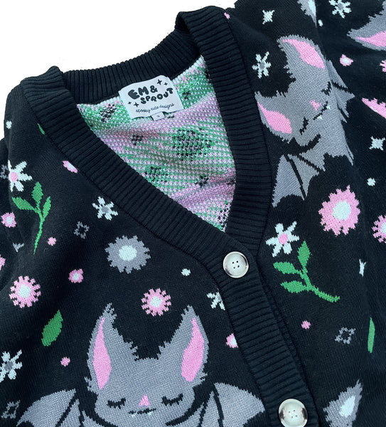 Floral Bat Knit Cardigan Sweater - Ladies Sizes S-3X