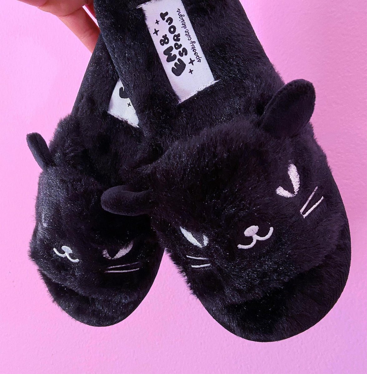 procent Paradis selvfølgelig Womens Black Cat Slippers – Em & Sprout