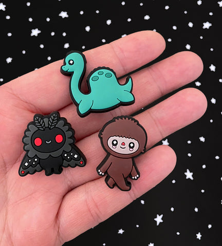 Cryptids Shoe Charms Set - Bigfoot, Nessie and Mothman
