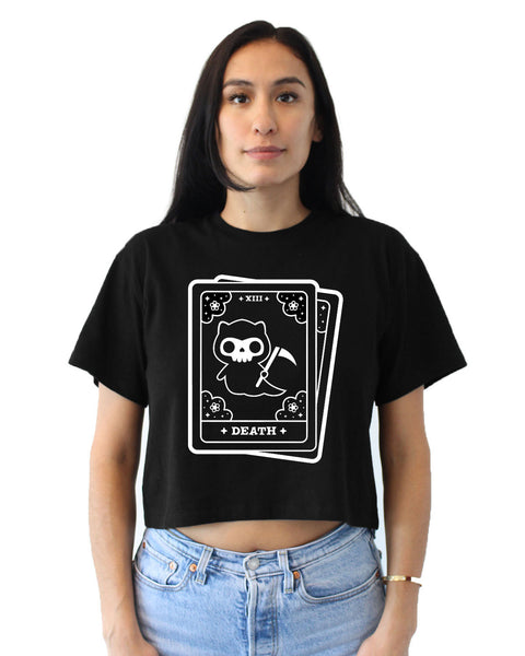 Cat Tarot Death Card - Crop Tee