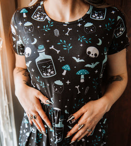 Witchy Potions Midi Dress - Available in sizes S to 4X