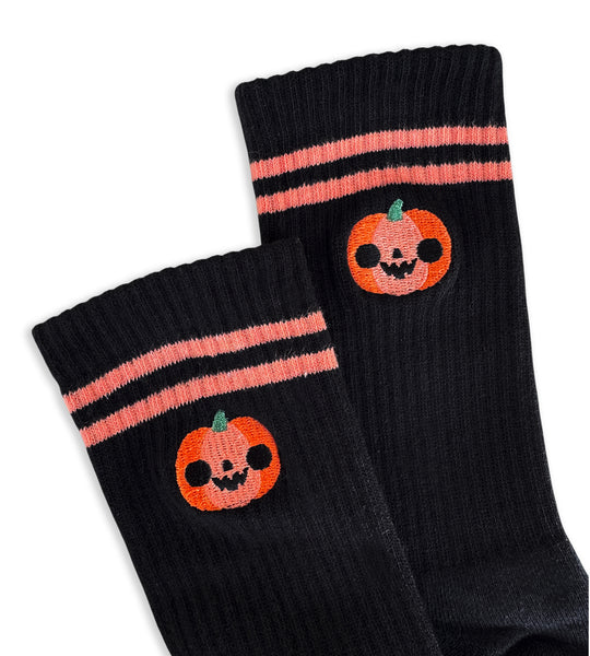 Embroidered Jack-O-Lantern Athletic Socks