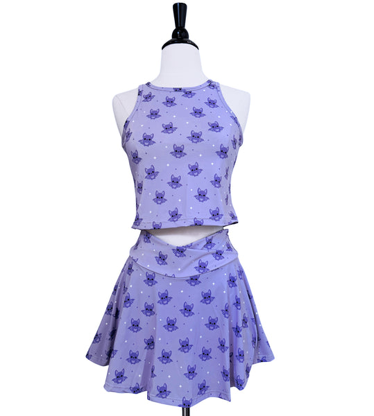 Lavender Bat Pocket Athletic Skort - Skirt with Built in Shorts - S-3X