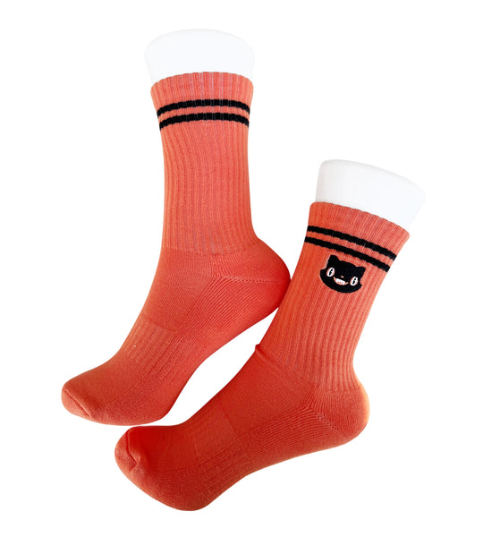 Embroidered Halloween Cat Athletic Socks