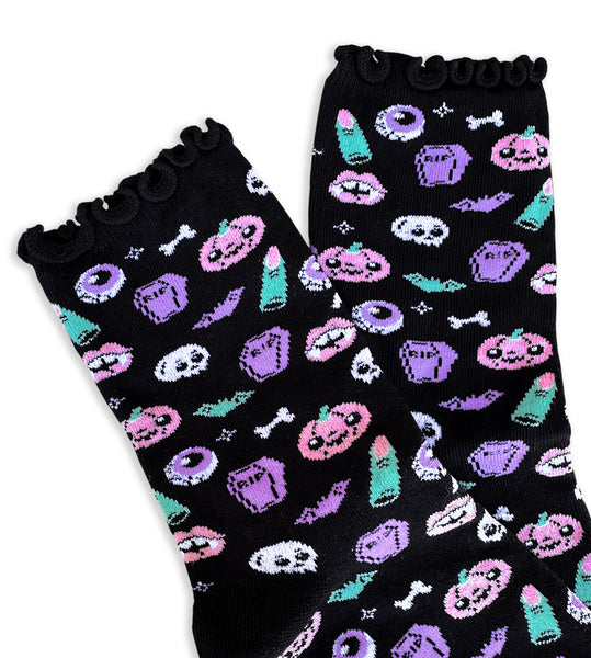 Halloween Nostalgia Lettuce Edge Socks