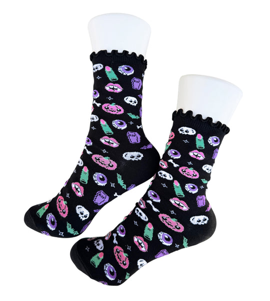 Halloween Nostalgia Lettuce Edge Socks