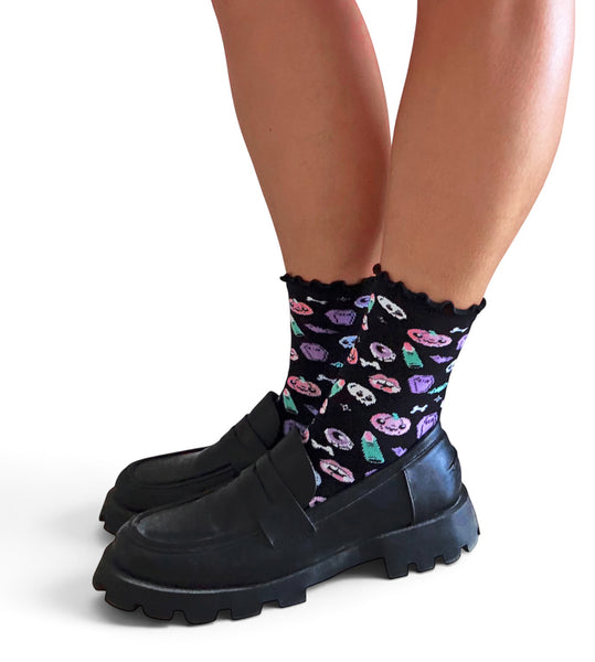 Halloween Nostalgia Lettuce Edge Socks