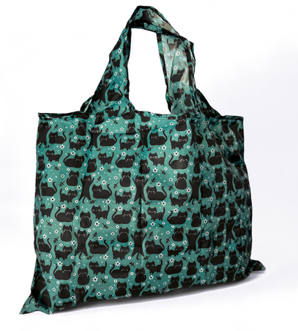 Floral Cats Reusable Tote Bag