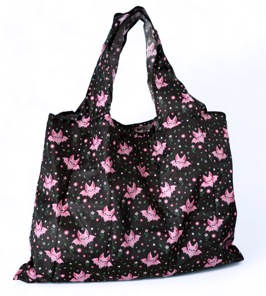 Floral Bats Reusable Tote Bag