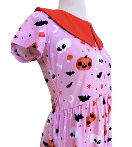Pink Halloween Collared Dress - Sizes S through 4X