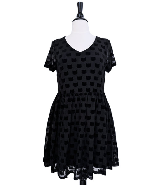 Black Cat Mesh Dress - Available in sizes S to 4X