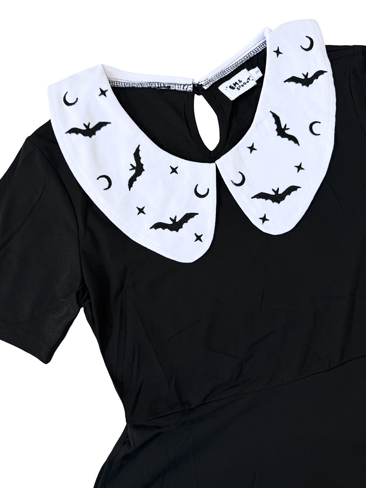 Embroidered Bat Collared Dress - Sizes S through 4X