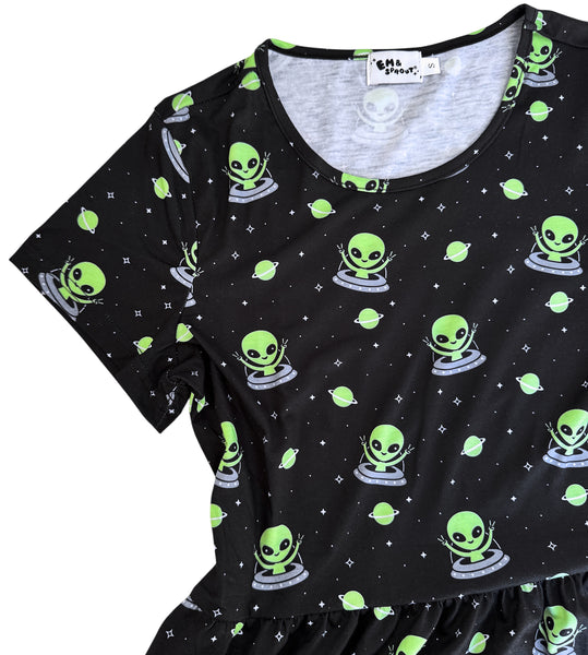 Cute Aliens Babydoll Dress - Available in sizes S to 4X