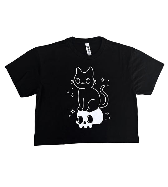 Cat & Skull Crop Tee