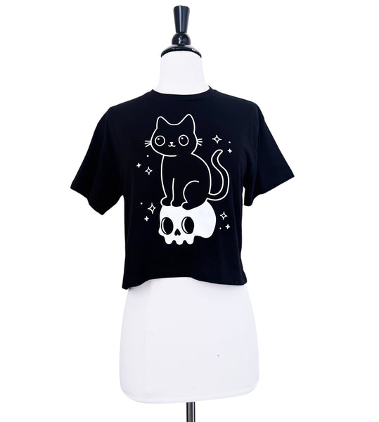 Cat & Skull Crop Tee