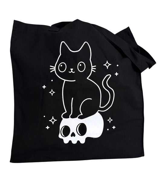 Cat & Skull Tote Bag