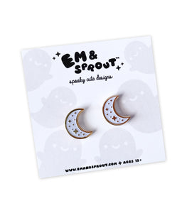 Sparkly Moon Stud Earrings