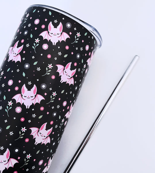 Floral Bats Stainless Steel Tumbler