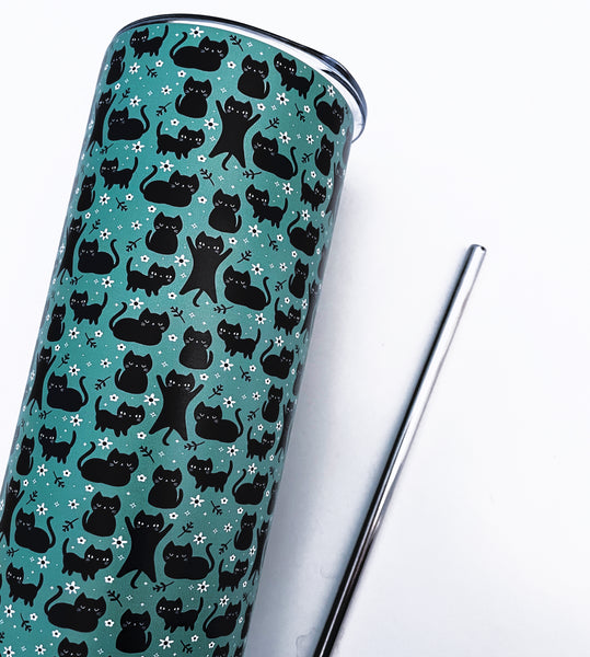 Floral Cats Stainless Steel Tumbler