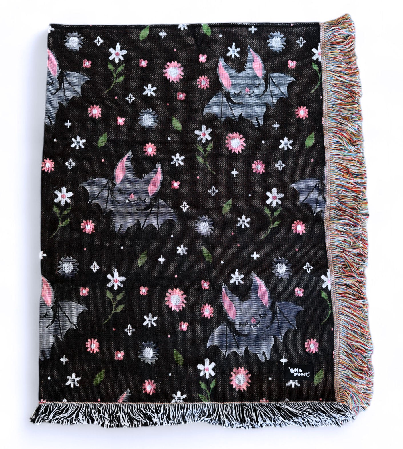 Floral Bat Woven Blanket