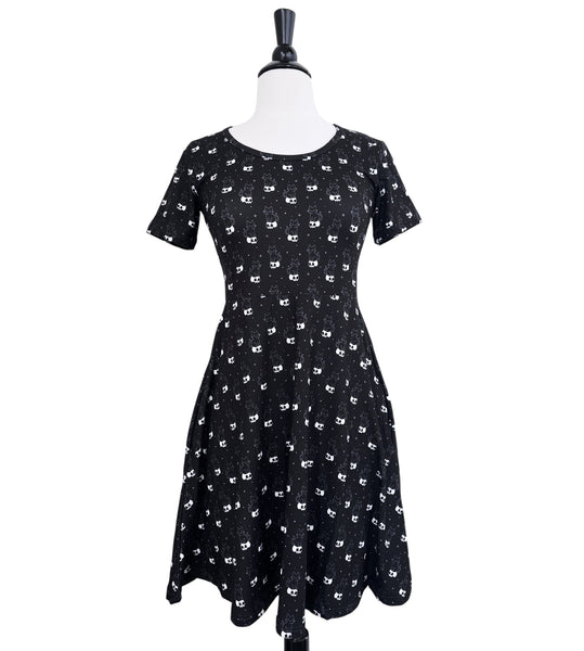 Cat & Skull Skater Dress - Available in sizes S to 3X