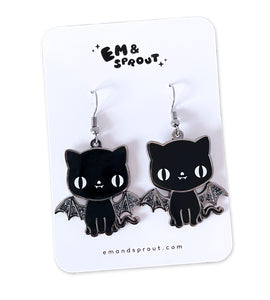 Bat Cat Earrings