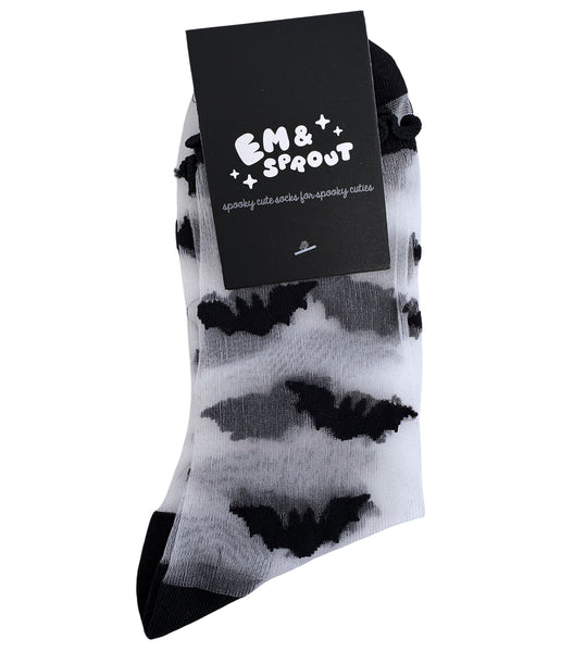 SHEER Bat Lettuce Edge Socks