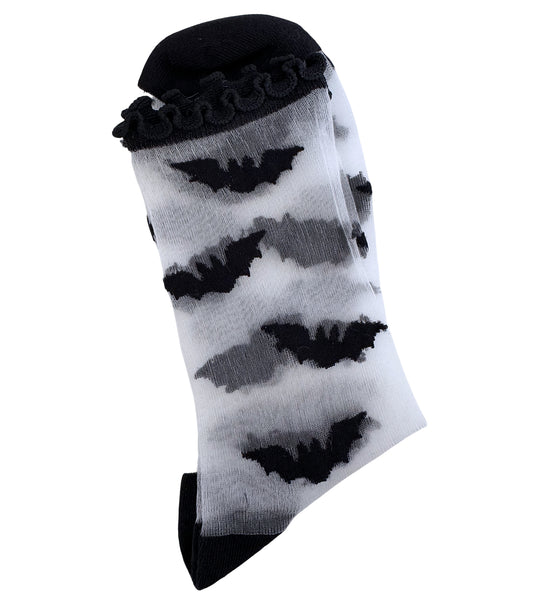 SHEER Bat Lettuce Edge Socks