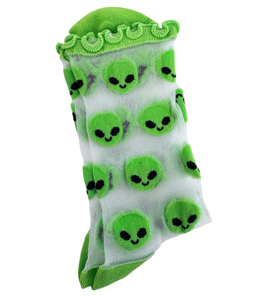 SHEER Alien Lettuce Edge Socks