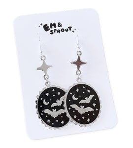 Bat Cameo Earrings