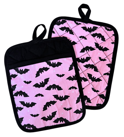 Pink Bats Pot Holder - Set of Two