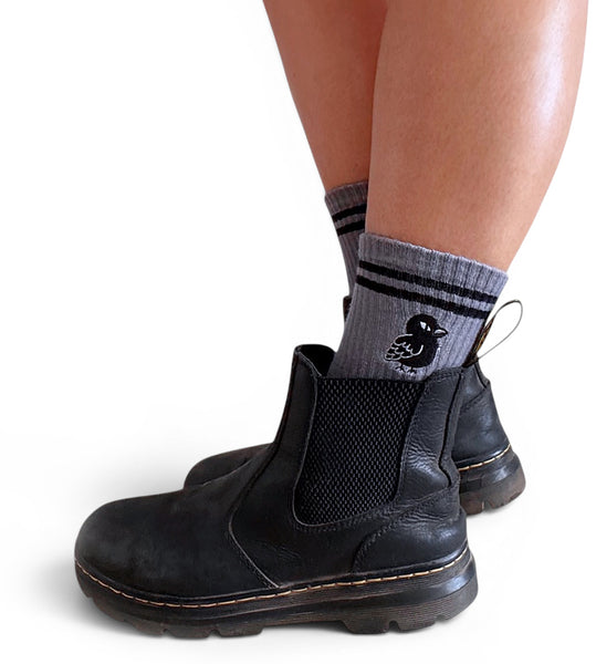Embroidered Crow Athletic Socks