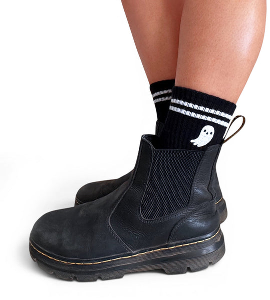 Embroidered Ghost Athletic Socks