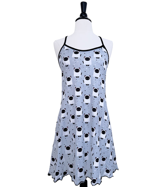 Ghost Cat Strappy Night Dress - Sizes S-3X