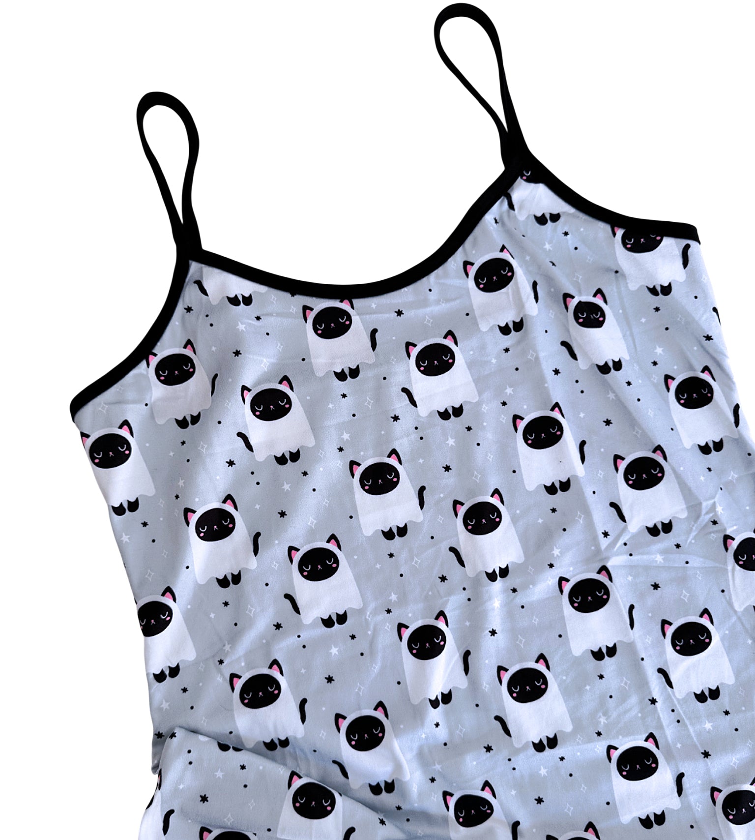 Ghost Cat Strappy Night Dress - Sizes S-3X