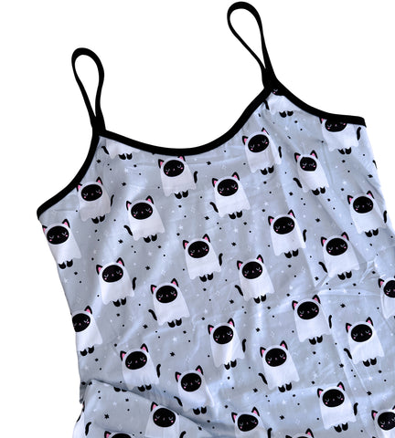Ghost Cat Strappy Night Dress - Sizes S-3X