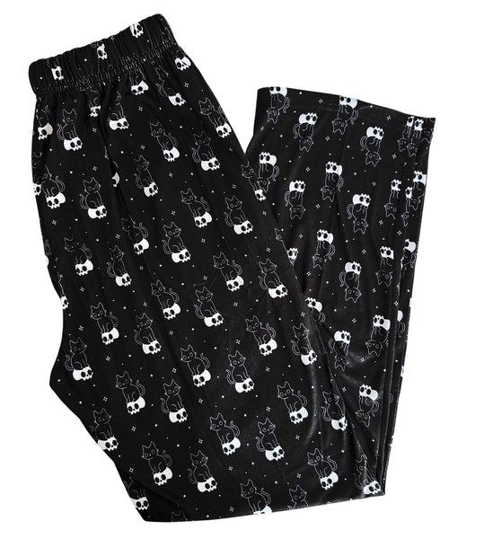 Cat & Skull Pajama Pants - Sizes S-3X