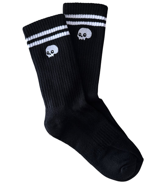 Embroidered Skull Athletic Socks