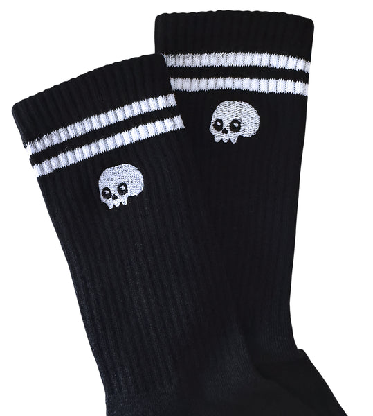 Embroidered Skull Athletic Socks