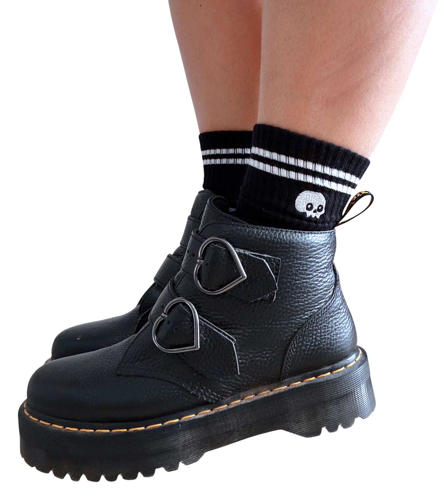 Embroidered Skull Athletic Socks