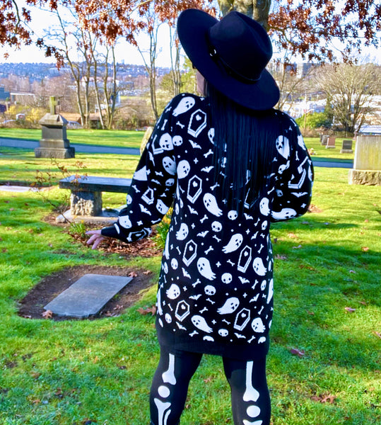 Spooky Spirits Knit Cardigan Sweater - Ladies Sizes S-3X