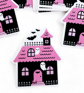 Pink Haunted House Sticker