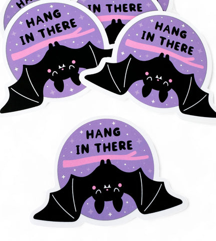 Hang in There Bat Sticker -Purple