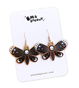 Death Head Moth Hook Earrings