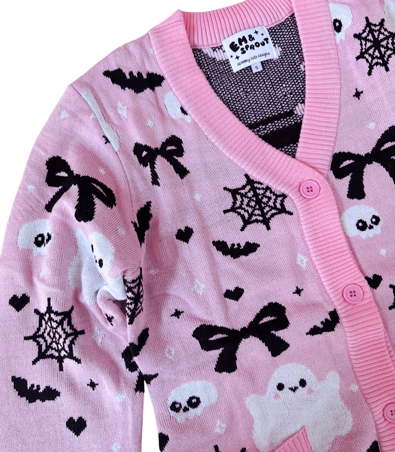 Creepin it Pink Knit Cardigan Sweater - Ladies Sizes S-3X