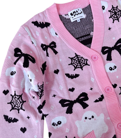 Creepin it Pink Knit Cardigan Sweater - Ladies Sizes S-3X